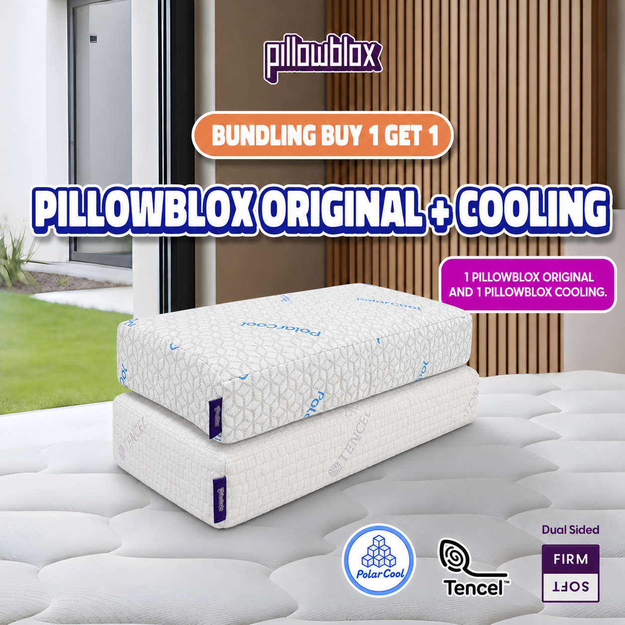 Pillowblox Original Pillow & Cooling Pillow | Buy 1 Get 1 | The Original Side Sleeper Pillow and Cooling Pillow