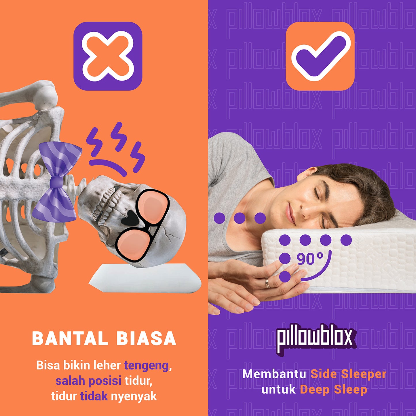 Pillowblox (Side Blox) - Bantal Kepala Latex Khusus Side Sleeper
